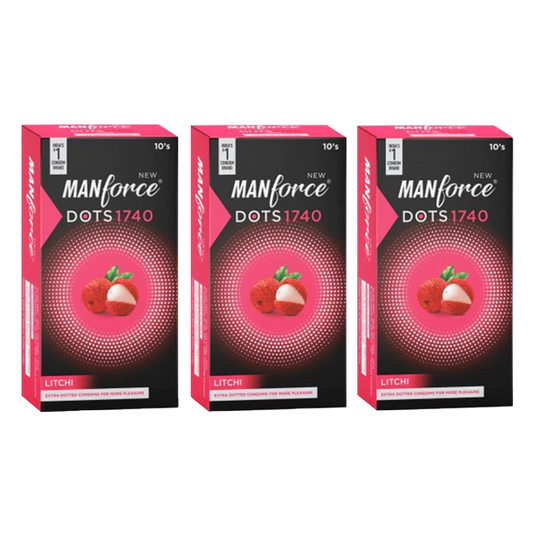 New Manforce Litchi Condoms Multi-piece Pack Set of 3 N (10 N Condoms each)