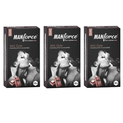 Manforce Xotic Chocolate Flavoured Condoms Multi-piece Pack Set of 3 N (10 N Condoms each)