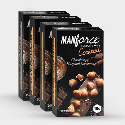 Manforce Cocktail Chocolate & Hazelnut Flavoured Condoms Pack of 4 (10 N Condoms)