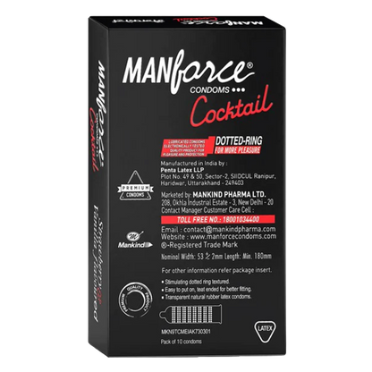 Manforce Cocktail Strawberry & Vanilla Flavoured Condoms Pack of 4 (10 N Condoms)