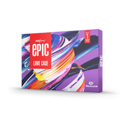 Manforce Epic Love Case| Valentine gift box for couples| Multi flavoured Condoms 12pcs| Epic 1pc| Love dice 2pcs| Love feather 1pc| Massage oil 1pc| Blindfold 1pc